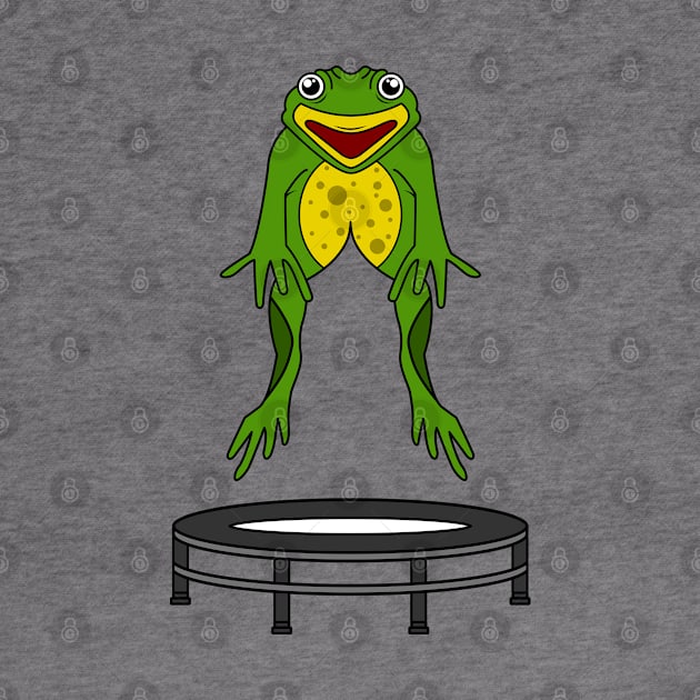 Funny frog is jumping on a trampoline by Markus Schnabel